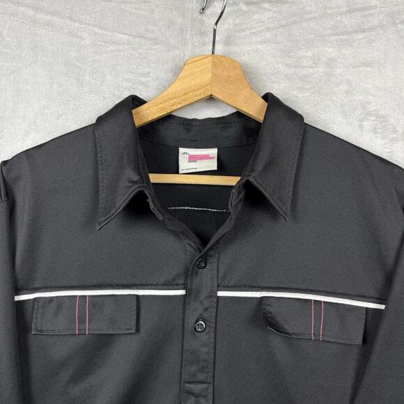 J.Lindeberg Future Sports Polo Shirt Black Sz XL Retro Tech Piping Two Pockets - Picture 4 of 11